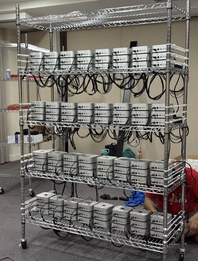 a rack of mac minis wired together